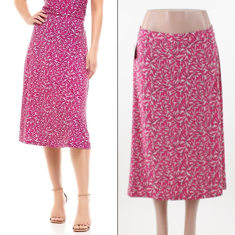 Kasper Womens Printed Flared Midi Sk Pink Perfection